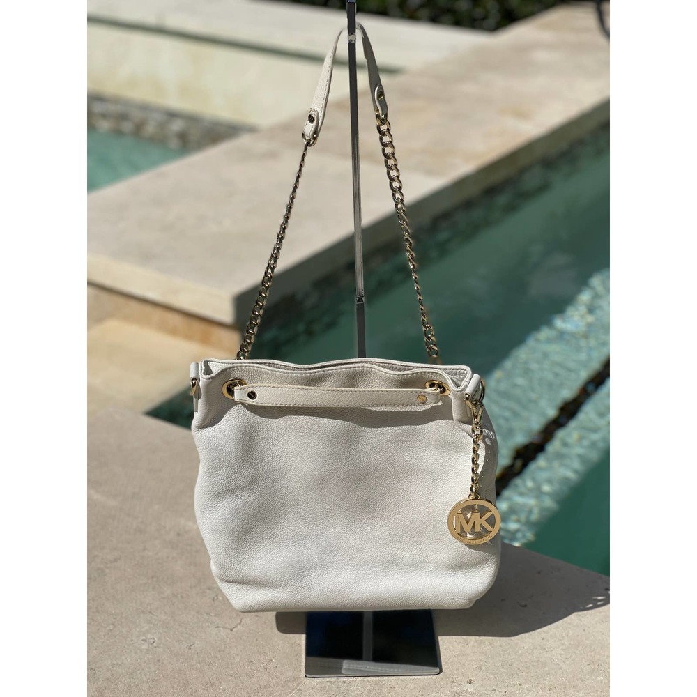 Michael Kors Leather & Chain Ivory Crossbody/Shoulder bag